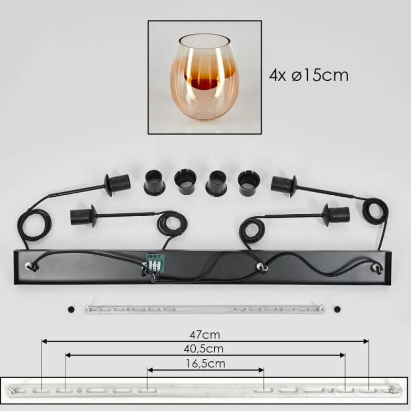 hofstein Vevino Suspension Noir, 4 lumières