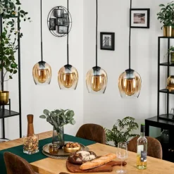 hofstein Vevino Suspension Noir, 4 lumières