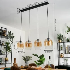 hofstein Vevino Suspension Noir, 4 lumières