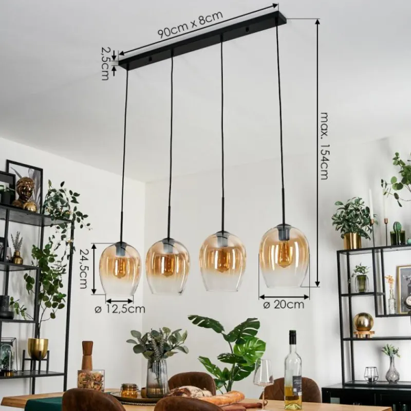 hofstein Vevino Suspension Noir, 4 lumières