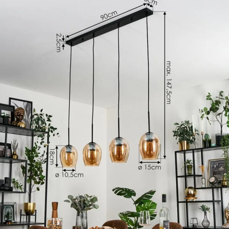 hofstein Vevino Suspension Noir, 4 lumières