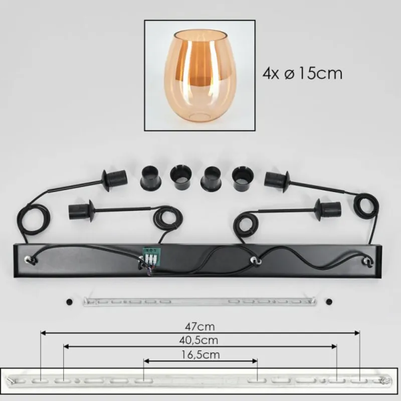hofstein Vevino Suspension Noir, 4 lumières