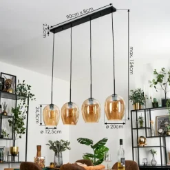 hofstein Vevino Suspension Noir, 4 lumières