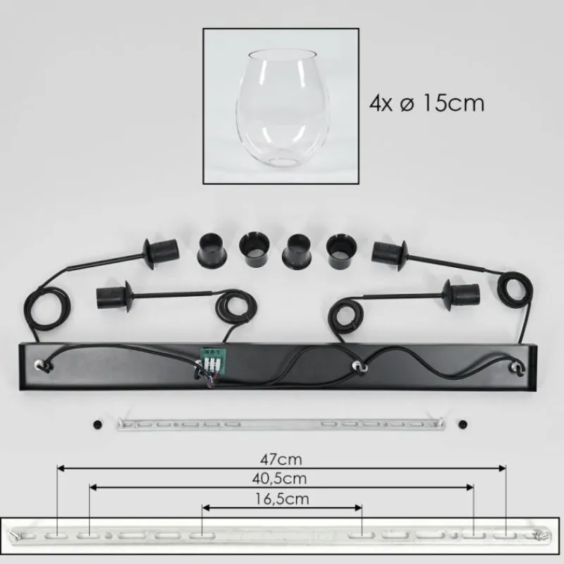 hofstein Vevino Suspension Noir, 4 lumières