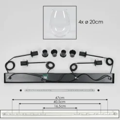 hofstein Vevino Suspension Noir, 4 lumières