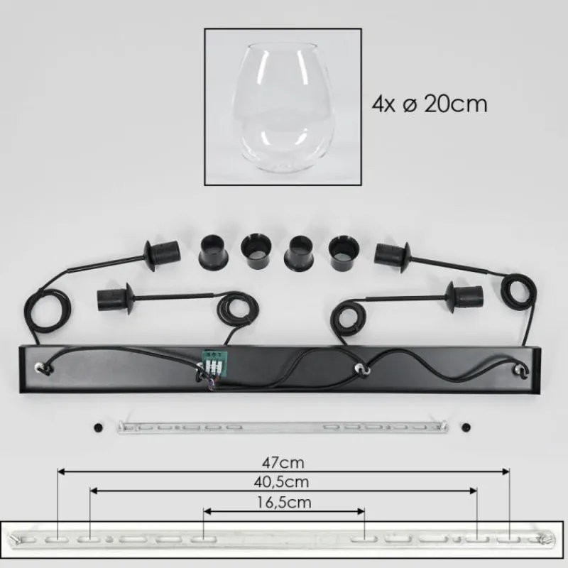 hofstein Vevino Suspension Noir, 4 lumières