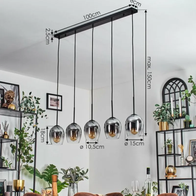 hofstein Vevino Suspension Noir, 5 lumières