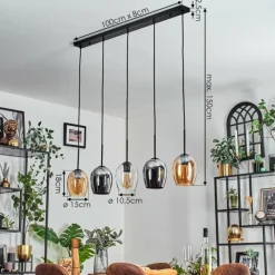 hofstein Vevino Suspension Noir, 5 lumières