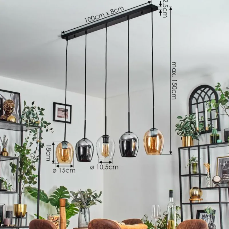 hofstein Vevino Suspension Noir, 5 lumières