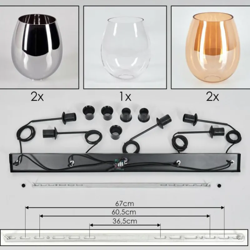 hofstein Vevino Suspension Noir, 5 lumières