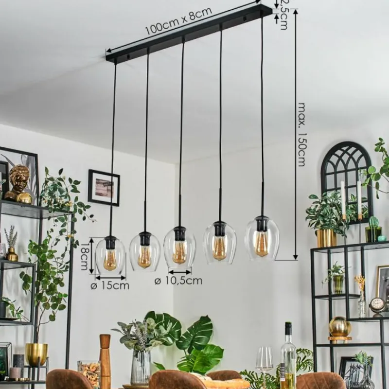hofstein Vevino Suspension Noir, 5 lumières