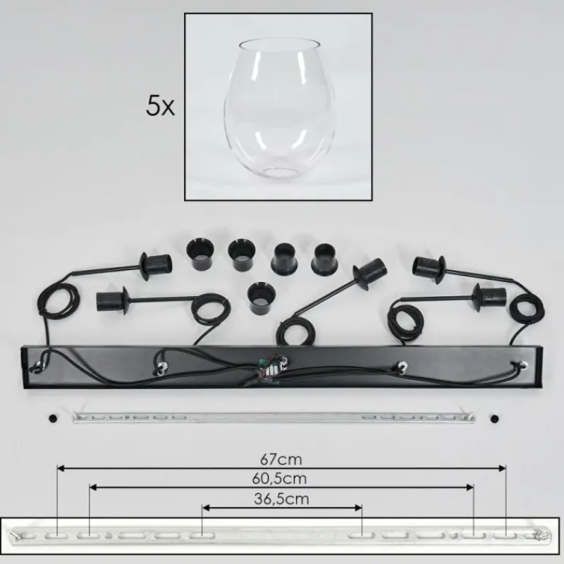 hofstein Vevino Suspension Noir, 5 lumières