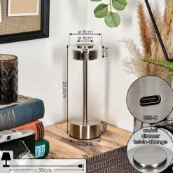 hofstein Viada Lampe de bureau, Lampe à poser LED Chrome, Nickel mat, 1 lumière