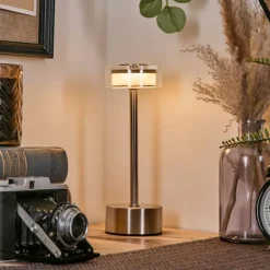 hofstein Viada Lampe de bureau, Lampe à poser LED Chrome, Nickel mat, 1 lumière