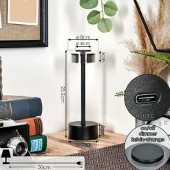 hofstein Viada Lampe de bureau, Lampe à poser LED Noir, 1 lumière