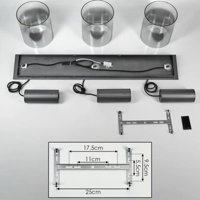 hofstein Vireda Suspension, Suspension Anthracite, 3 lumières