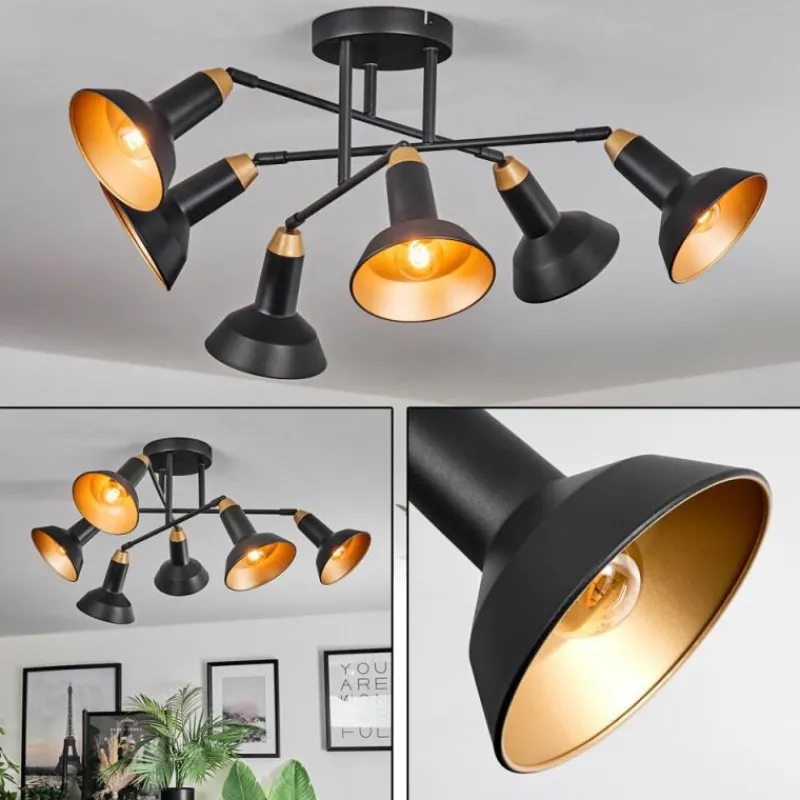 Lampes Dorées-hofstein Vouzy Plafonnier Noir, 6 lumières