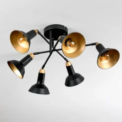 Lampes Dorées-hofstein Vouzy Plafonnier Noir, 6 lumières