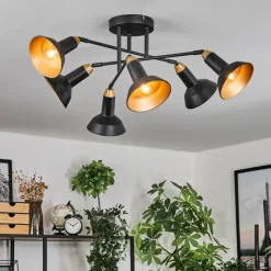Lampes Dorées-hofstein Vouzy Plafonnier Noir, 6 lumières
