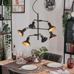 Lampes Dorées-hofstein Vouzy Plafonnier, Suspension Noir, 6 lumières