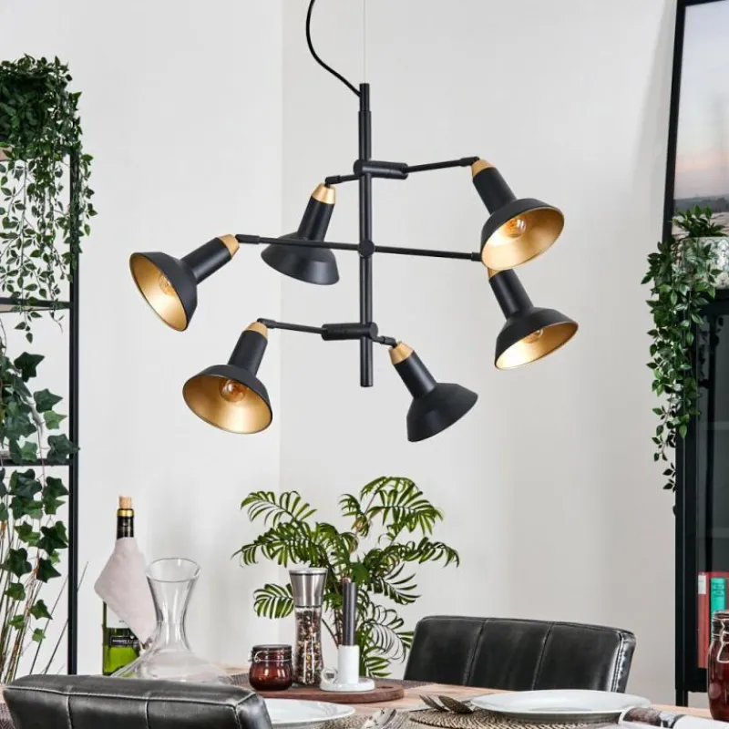Lampes Dorées-hofstein Vouzy Plafonnier, Suspension Noir, 6 lumières