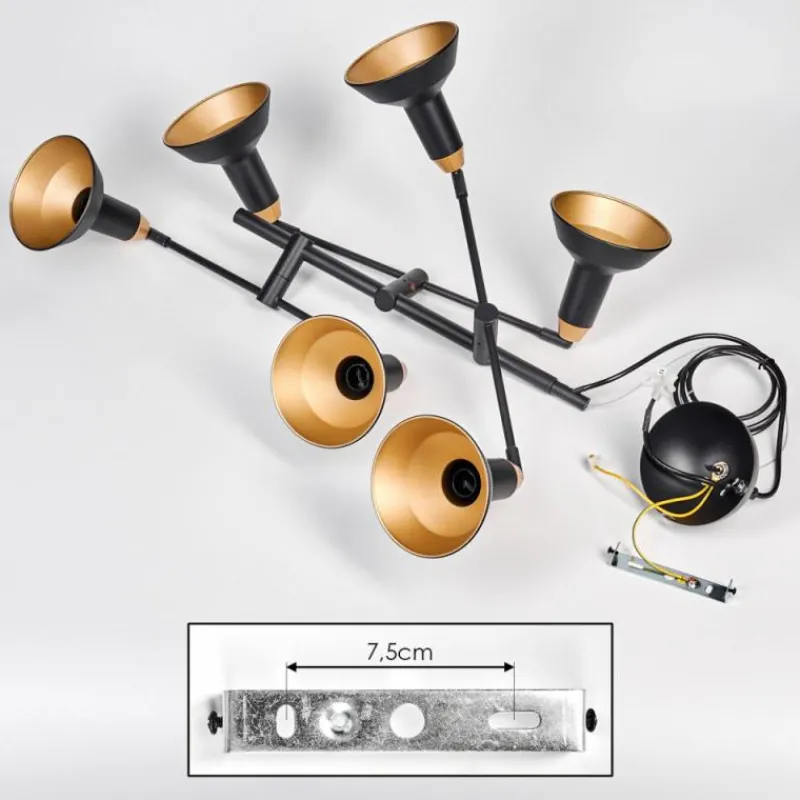 Lampes Dorées-hofstein Vouzy Plafonnier, Suspension Noir, 6 lumières