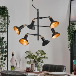 Lampes Dorées-hofstein Vouzy Plafonnier, Suspension Noir, 6 lumières