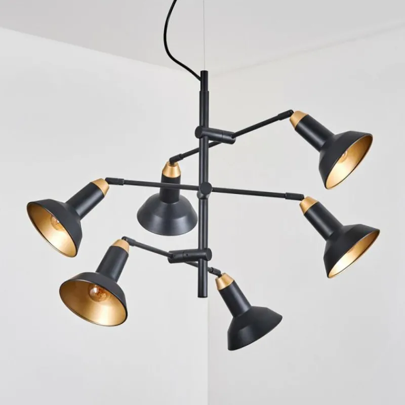 Lampes Dorées-hofstein Vouzy Plafonnier, Suspension Noir, 6 lumières