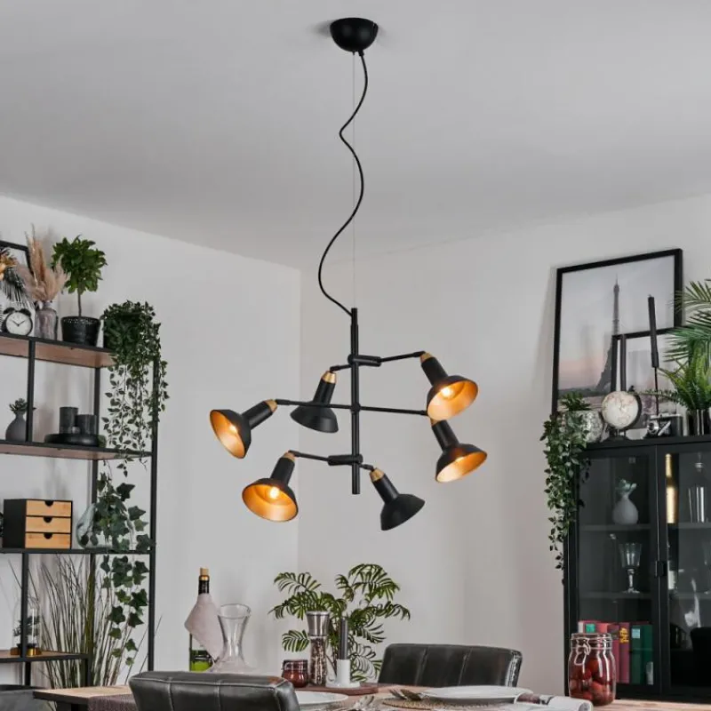 Lampes Dorées-hofstein Vouzy Plafonnier, Suspension Noir, 6 lumières