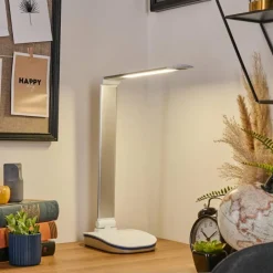 hofstein Vringelby Lampe de bureau, Lampe à poser, Liseuse LED Argenté, Blanc, 1 lumière