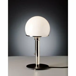 Luminaires Tecnolumen Wagenfeld 23 Tecnolumen Lampe à poser Nickel mat, Noir, 1 lumière