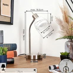 hofstein Warga Lampe à poser, Liseuse Nickel mat, 1 lumière