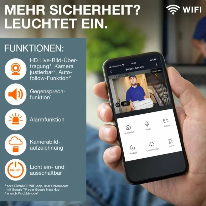 Luminaires Ledvance WIF Lampe murale d´extérieur LED Blanc, 1 lumière, Détecteur de mouvement