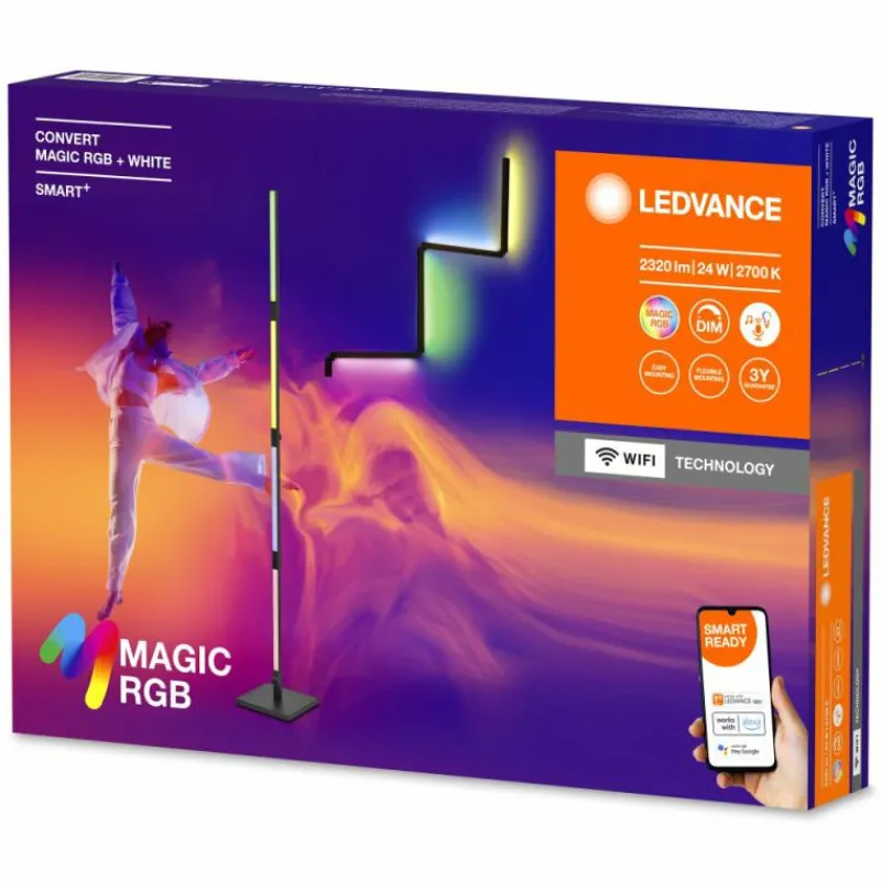 Luminaires Ledvance Wifi Lampadaire LED Noir, 1 lumière, Changeur de couleurs