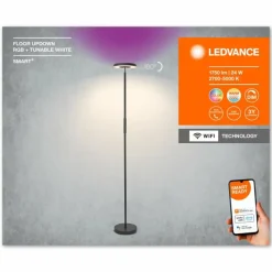 Luminaires Ledvance Wifi Lampadaire LED Noir, 1 lumière, Changeur de couleurs