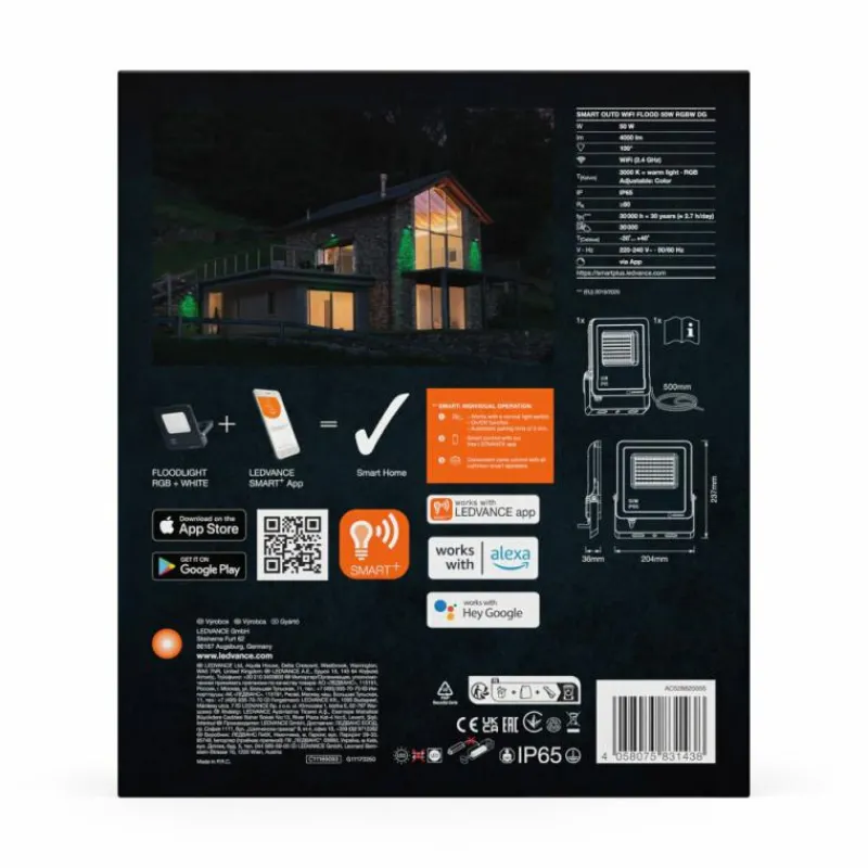 Luminaires Ledvance Wifi Lampadaire LED Noir, 1 lumière, Changeur de couleurs