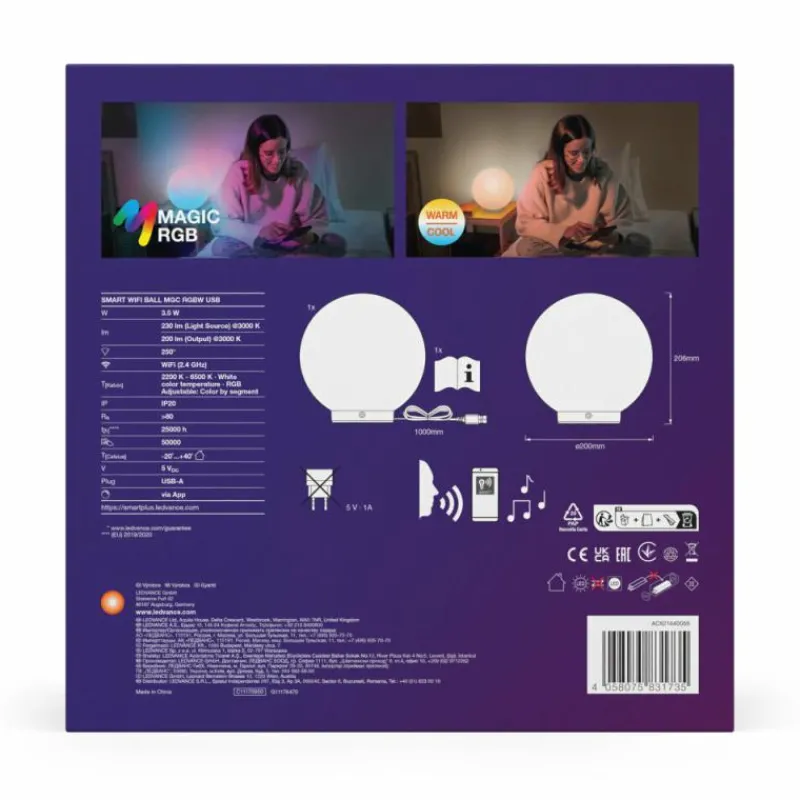 Luminaires Ledvance Wifi Lampe à poser LED Blanc, 1 lumière, Changeur de couleurs