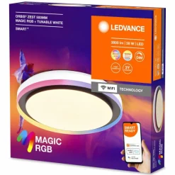 Luminaires Ledvance Wifi Plafonnier LED Noir, 1 lumière, Changeur de couleurs