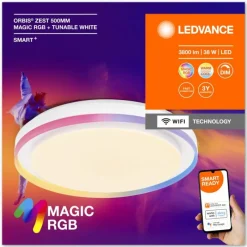 Luminaires Ledvance Wifi Plafonnier LED Blanc, 1 lumière, Changeur de couleurs