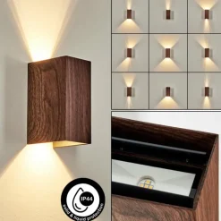 hofstein Woods Lampe murale d´extérieur, Luminaire Up & Down LED Couleur bois, Noir, 1 lumière