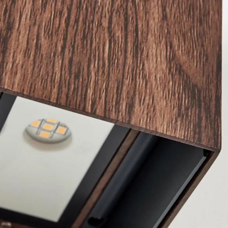 hofstein Woods Lampe murale d´extérieur, Luminaire Up & Down LED Couleur bois, Noir, 1 lumière