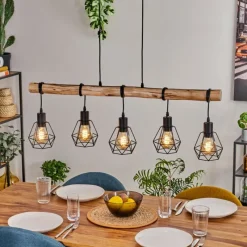 Style Boho-Chic-hofstein Yaak Suspension Écru, Noir, 5 lumières