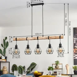 Style Boho-Chic-hofstein Yaak Suspension Écru, Noir, 5 lumières
