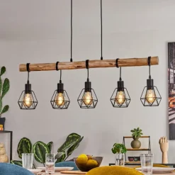 Style Boho-Chic-hofstein Yaak Suspension Écru, Noir, 5 lumières