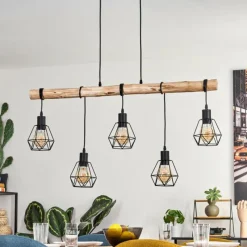 Style Boho-Chic-hofstein Yaak Suspension Écru, Noir, 5 lumières
