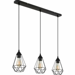 Luminaires Globo Lighting Zachary Suspension Noir, 3 lumières* Suspensions