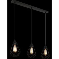 Luminaires Globo Lighting Zachary Suspension Noir, 3 lumières* Suspensions