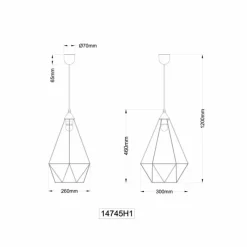 Luminaires Globo Lighting Zachary Suspension Noir, 1 lumière* Suspensions