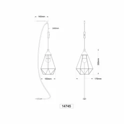 Luminaires Globo Lighting Zachary Suspension Noir, 1 lumière* Suspensions