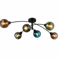 Luminaires Globo Lighting Zarlona Plafonnier Noir, 6 lumières